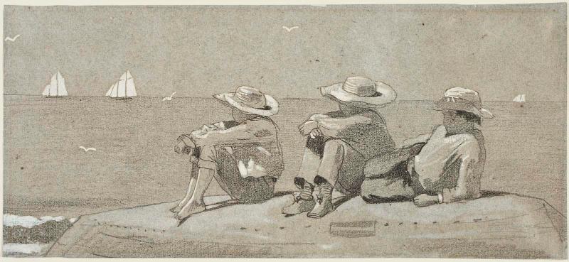 Three Boys on a Beached Dory