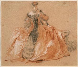 Lady with fur-trimmed dress