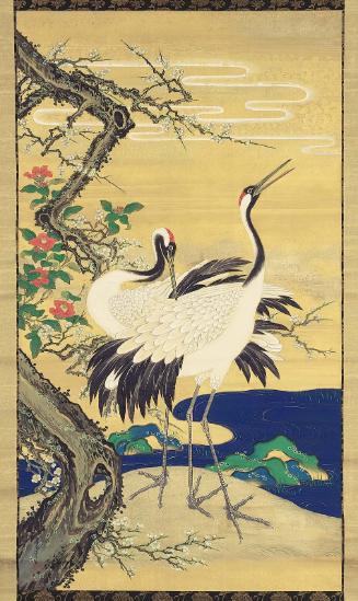 Cranes with Plum and Camellias