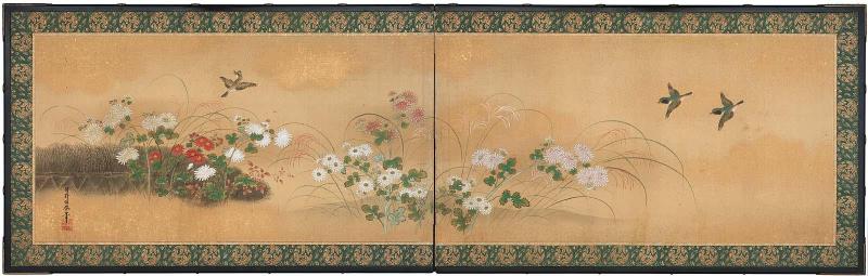 Chrysanthemums and Birds