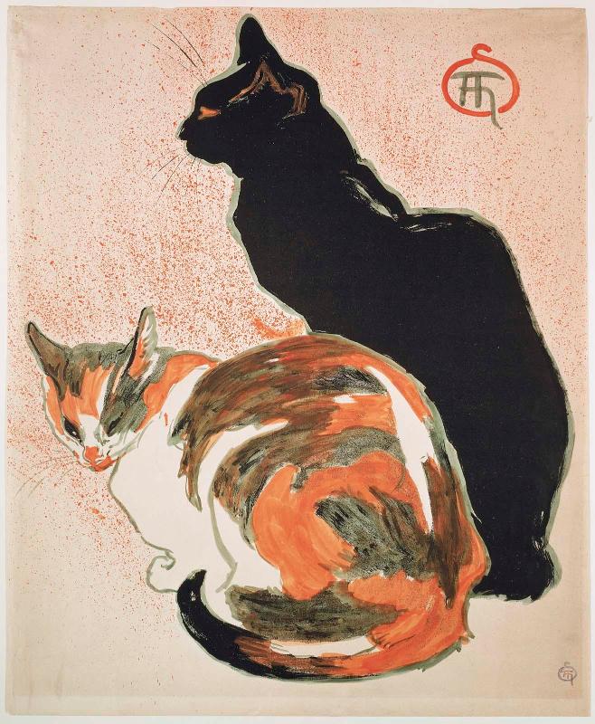 Two Cats (A La Bodiniére, 18 Rue St. Lazare, Exposition de L'Oeuvre Dessiné et Peint de T. A. Steinlen)