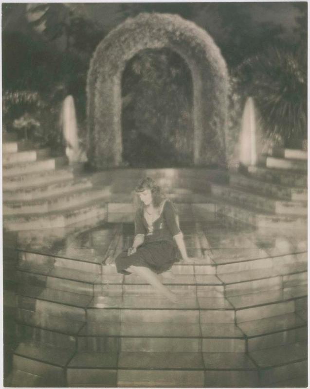 Agnes Ayres (Film Star Seated on Steps of Movie Set)