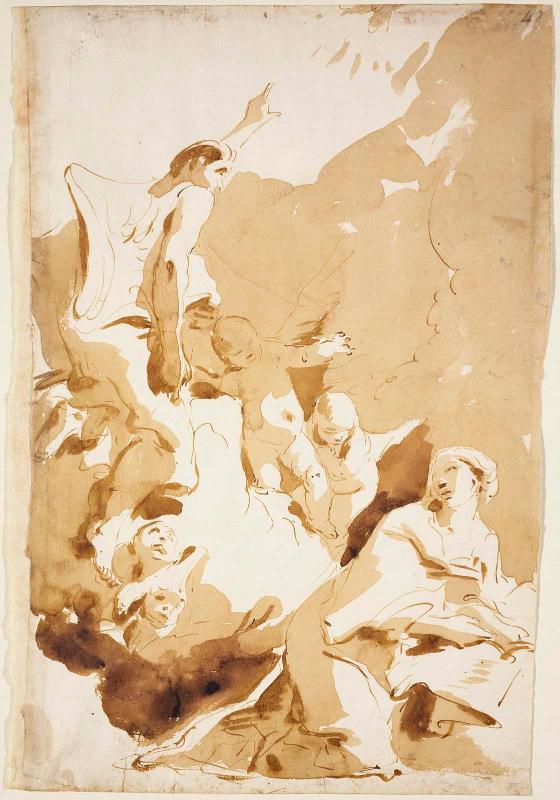Recto: The Annunciation
Verso: Study of the Lower Half of a Seated Male Nude