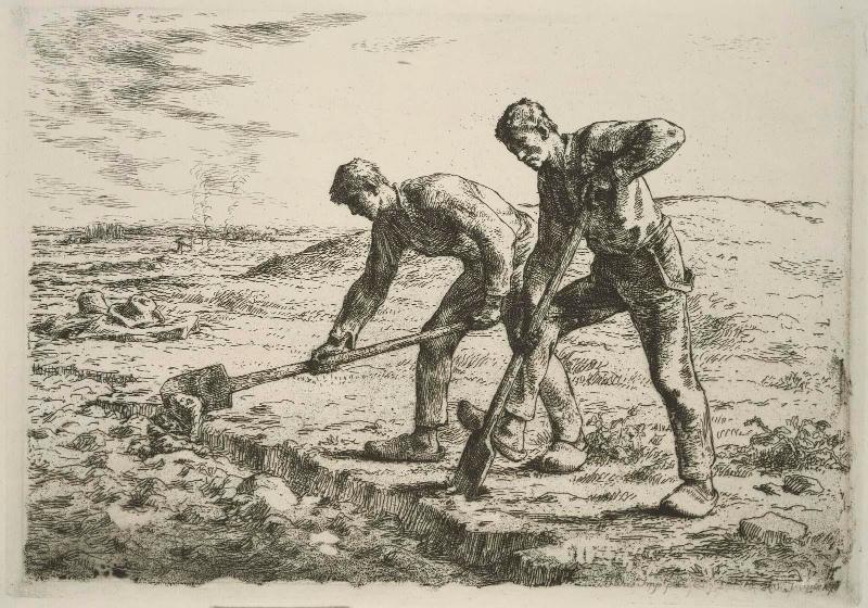 Two Men Turning over the Soil