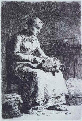 Woman Carding Wool