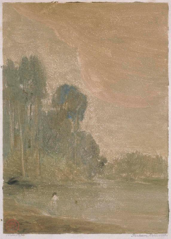 Untitled (Bather in landscape with eucalyptus trees)