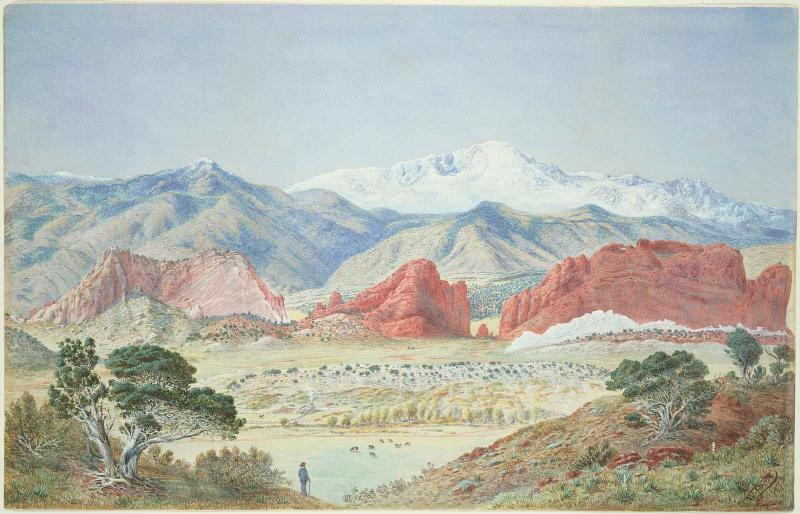 Pike's Peak and the "Gateway" to the Garden of the Gods.