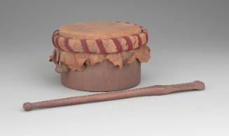 Frame drum and mallet (ka'nohko'wah, after 19th-century Seneca people type)