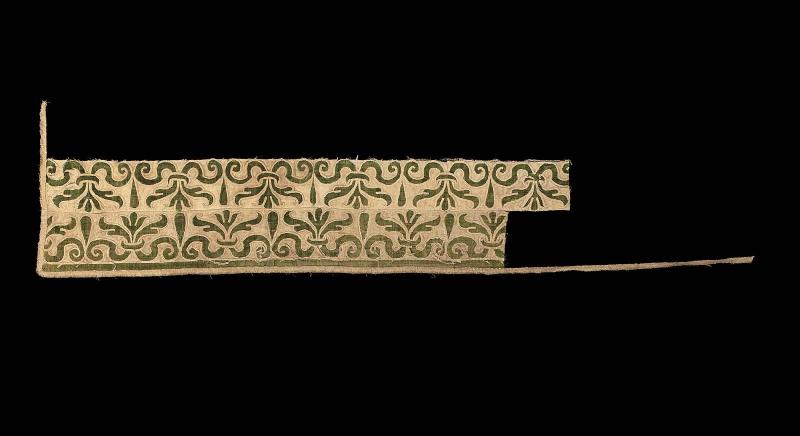 Piece of velvet appliqué embroidered on satin