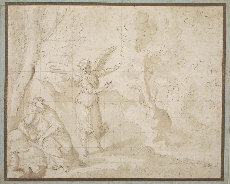 Elijah in the Wilderness Being Comforted by an Angel
