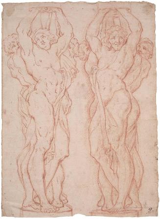 Two Caryatid Groups from Cloister of San Michele in Bosco, Bologna (recto); 
Two Studies of Hercules and the Nemean Lion (verso)