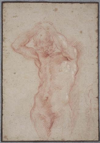 Standing Male Nude with Raised Arms (Study for a Caryatid)