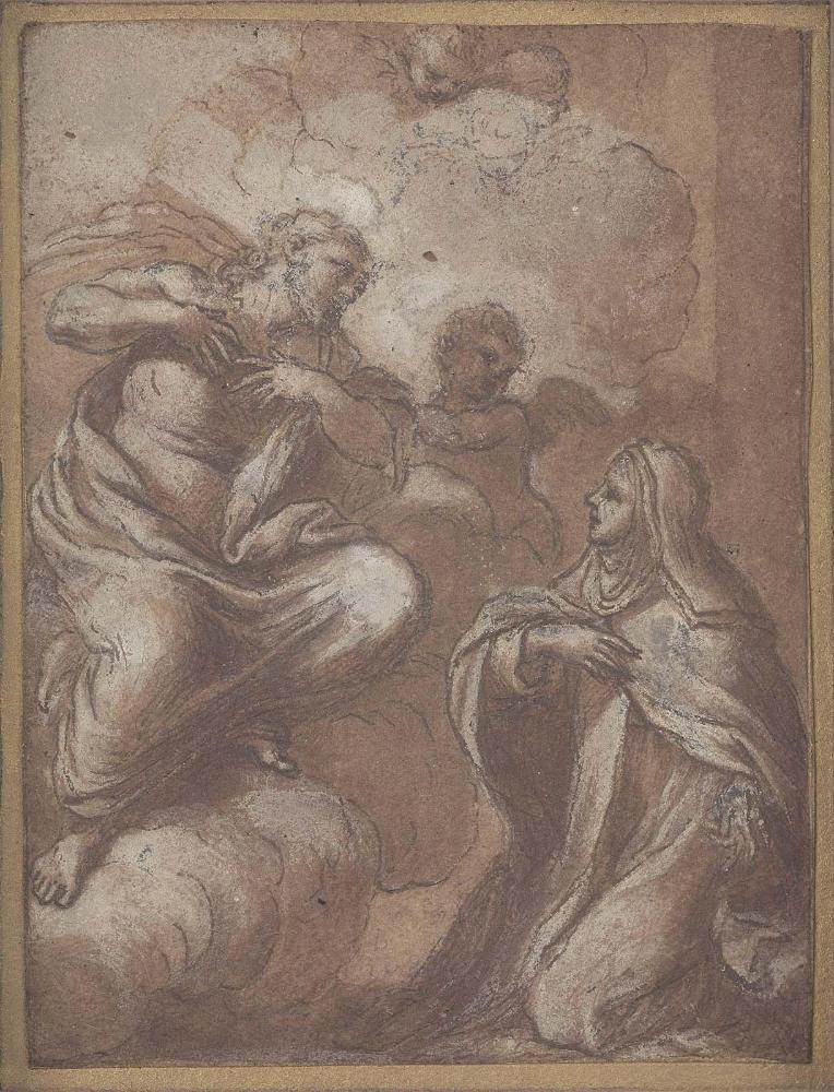 Christ Appearing to St. Teresa (Teresa kneeling at right)