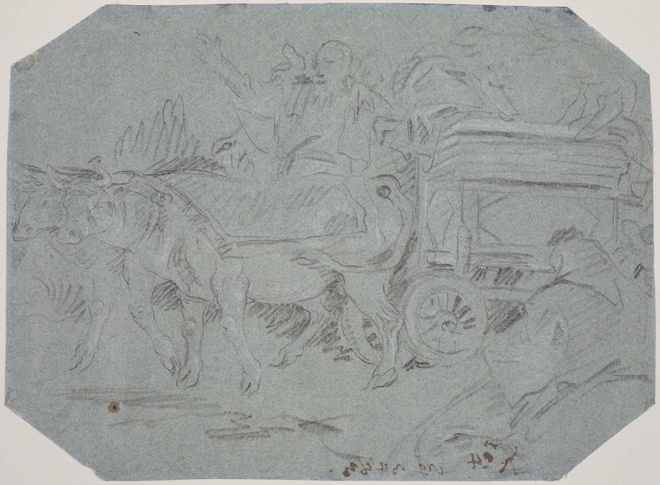 Study of a Cart Drawn by Oxen (The Transportation of the Ark of the Covenant)