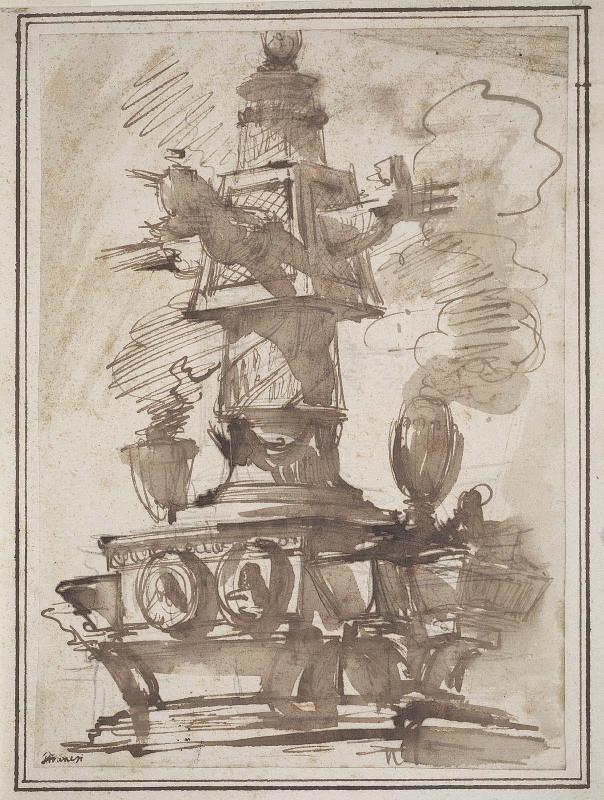 Fountain-like Monument with Rostral Column