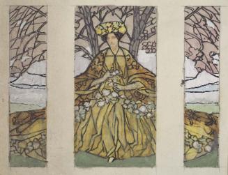 Woman in Yellow Beneath a Bare-branched Tree