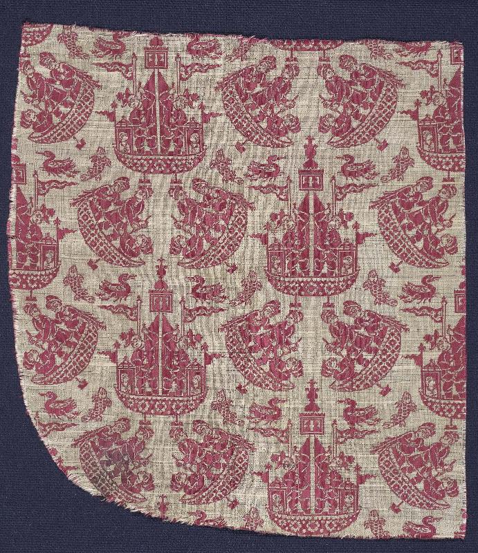 Textile fragment with port scenes (?)