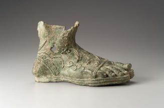 Right foot wearing a boot