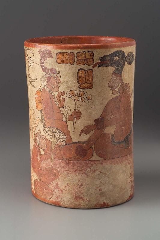Cylinder vase with palace scene