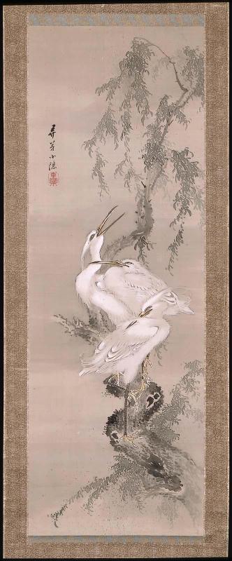 Three Egrets on a Willow Tree