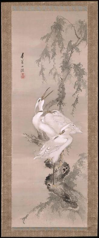 Three Egrets on a Willow Tree