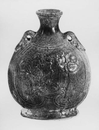 Flattened flask with musicians and dancers