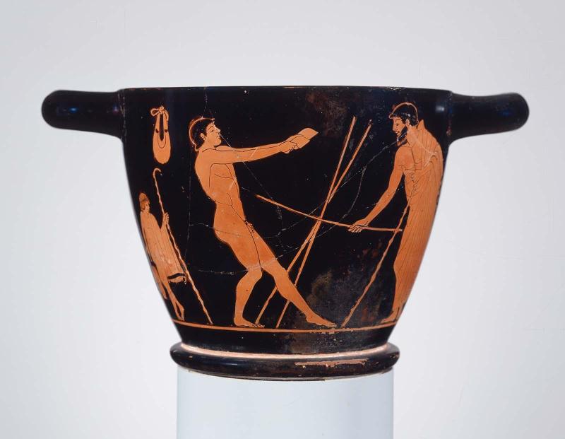 Drinking cup (skyphos) depicting jumpers