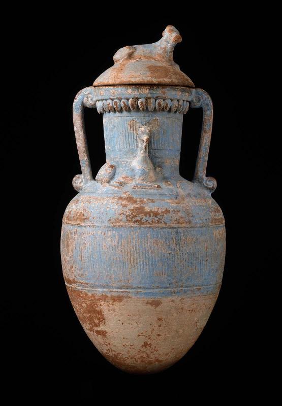 Amphora with applied decoration and lid