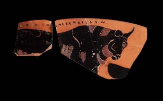 Kyathos fragments with a bull
