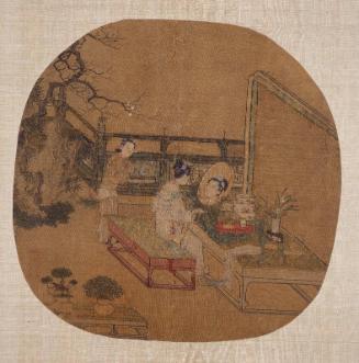 Lady at her dressing table in a garden