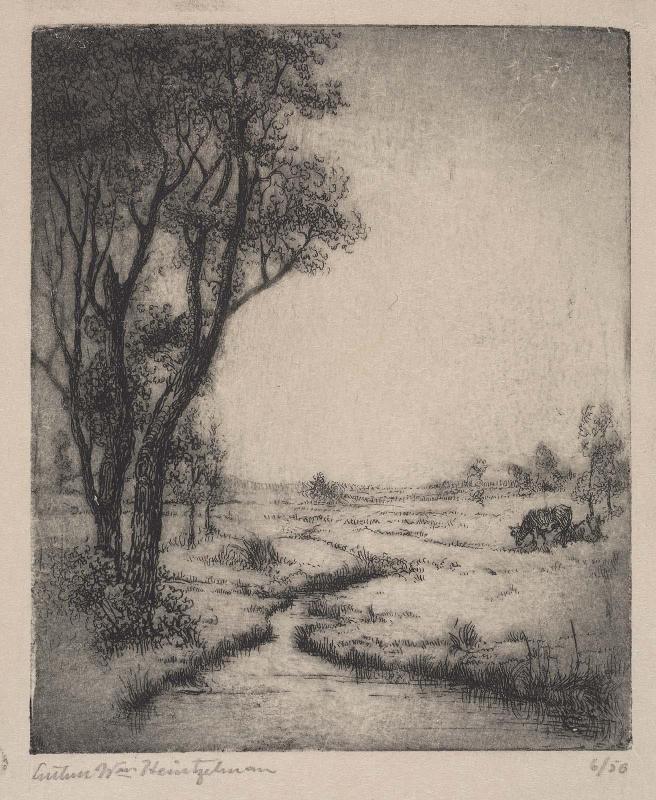 Landscape with a Stream and Two Cows
