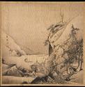 View: Leaf with lakeside house and boat