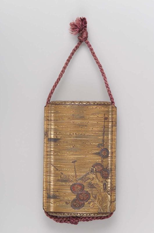 Five-case inro with plum tree design