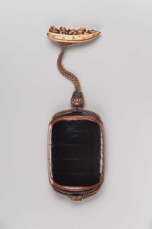 Four-case inro with design of rice plants