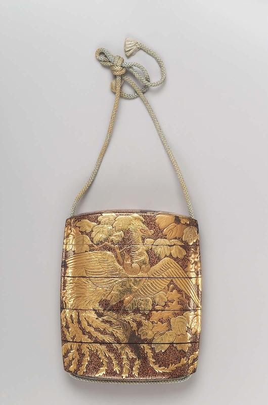 Four-case inro with design of ho-o birds and paulownia