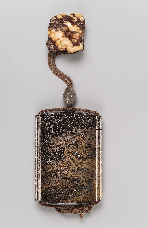 Four-case inro with pine-tree design