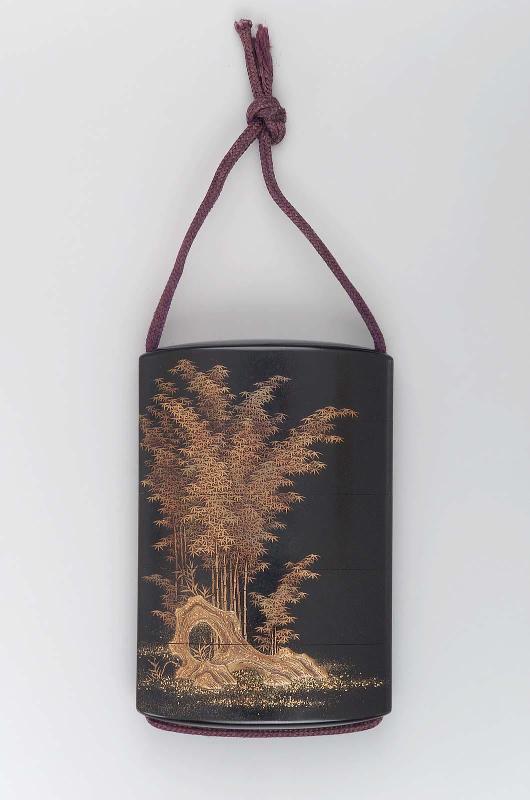 Four-case inro with bamboo design
