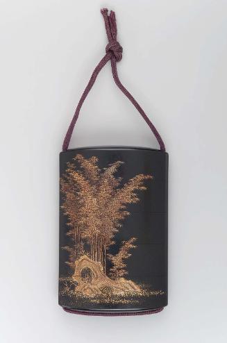 Four-case inro with bamboo design