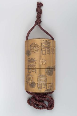 Six-case inro with chrysanthemum and kotobuki design