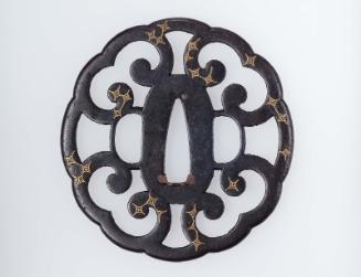 Tsuba with design of fern fronds and star motifs