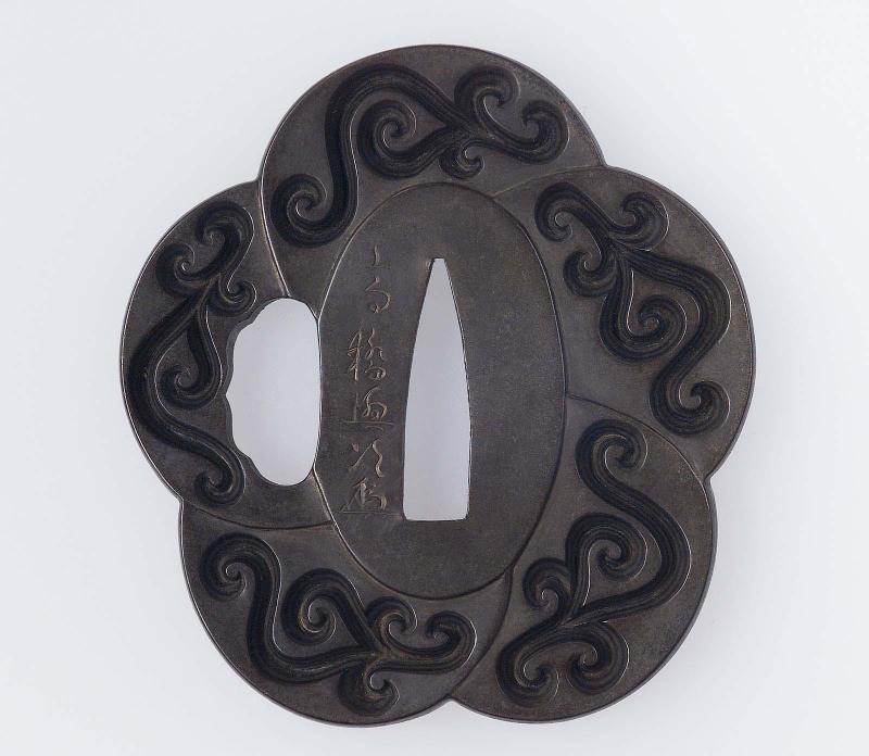 Tsuba with design of guri scrolls