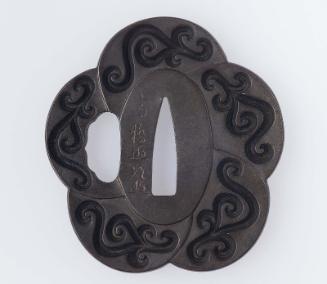 Tsuba with design of guri scrolls