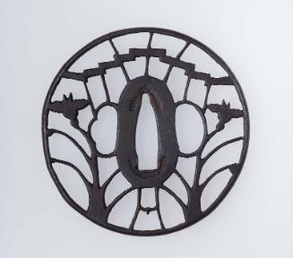 Tsuba with design of irises and eightfold bridge