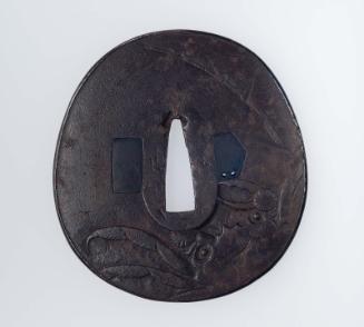 Tsuba with design of crab and grasses