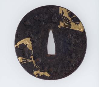 Tsuba with design of broken fans