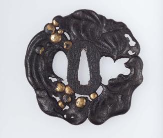 Tsuba with design of lotus leaves and seeds