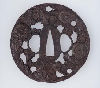 Tsuba with design of chrysanthemums