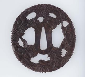 Tsuba with design of chrysanthemums
