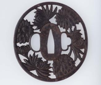Tsuba with design of chrysanthemums