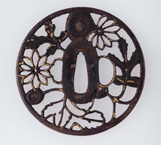 Tsuba with design of chrysanthemums